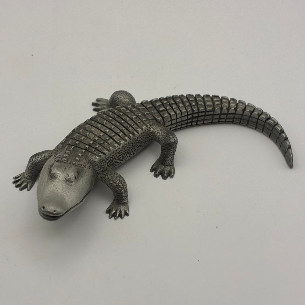Vintage 1989 Neonic Design Metal Alligator Figurine BMM Pewter Style 3.5"